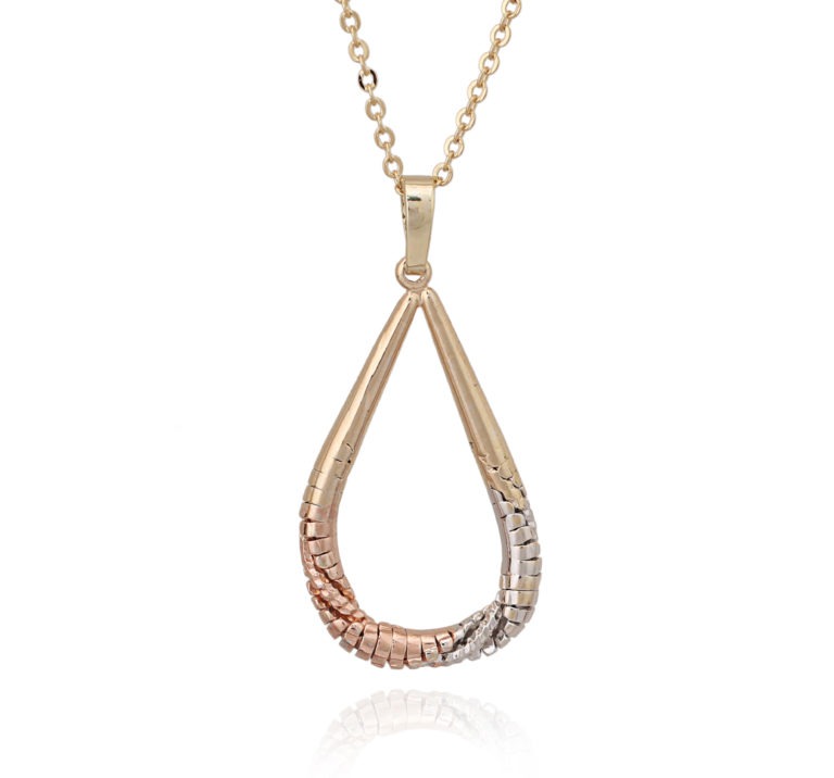 Twisted Teardrop Tricolor Pendant - HK Jewels
