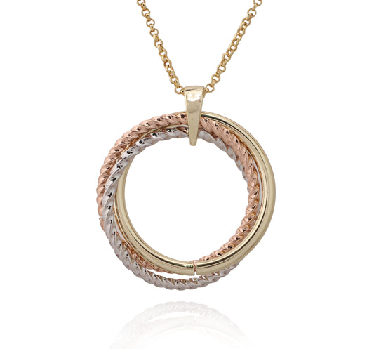 Tricolor Triple Ring Pendant - HK Jewels