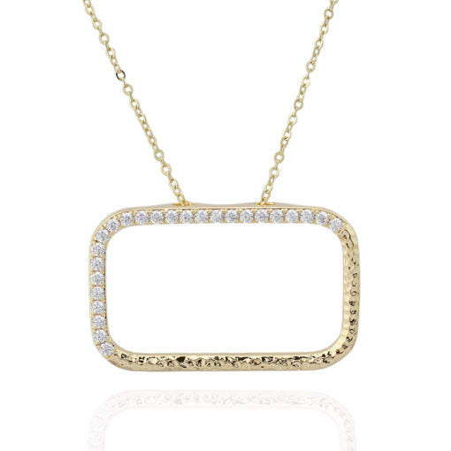 Gold Plated Rectangle Frame Pendant - HK Jewels