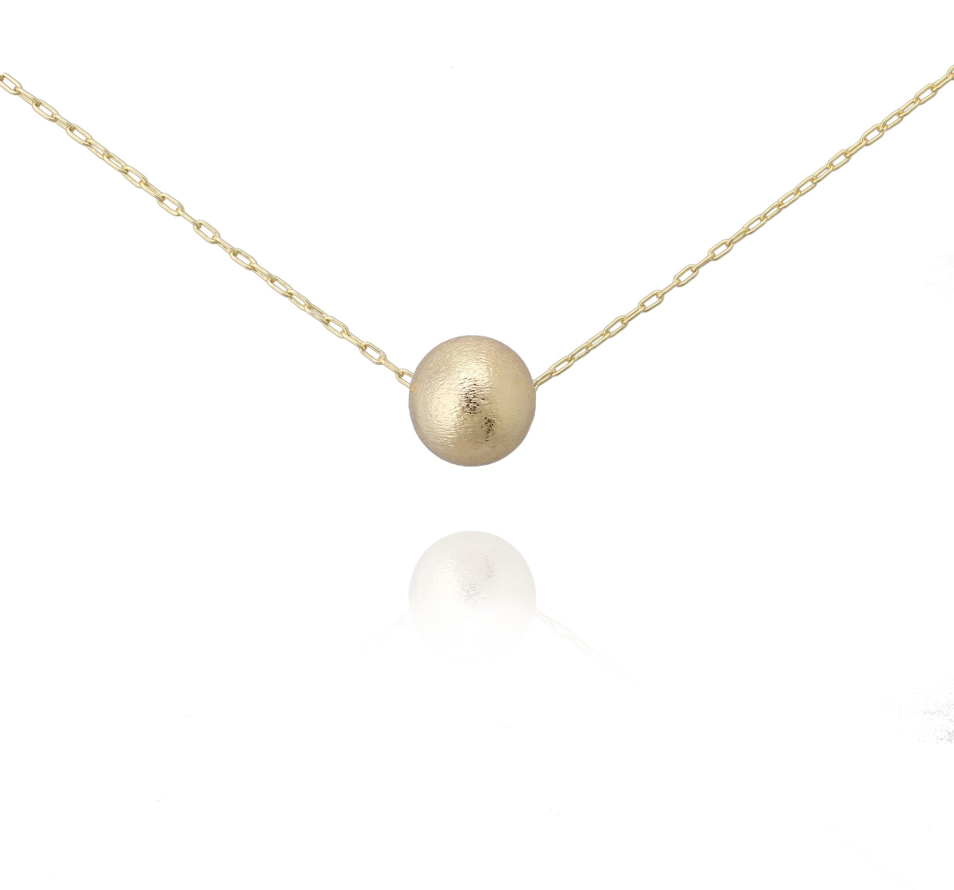 Single Brushed Gold Plated Ball Necklace - HK Jewels