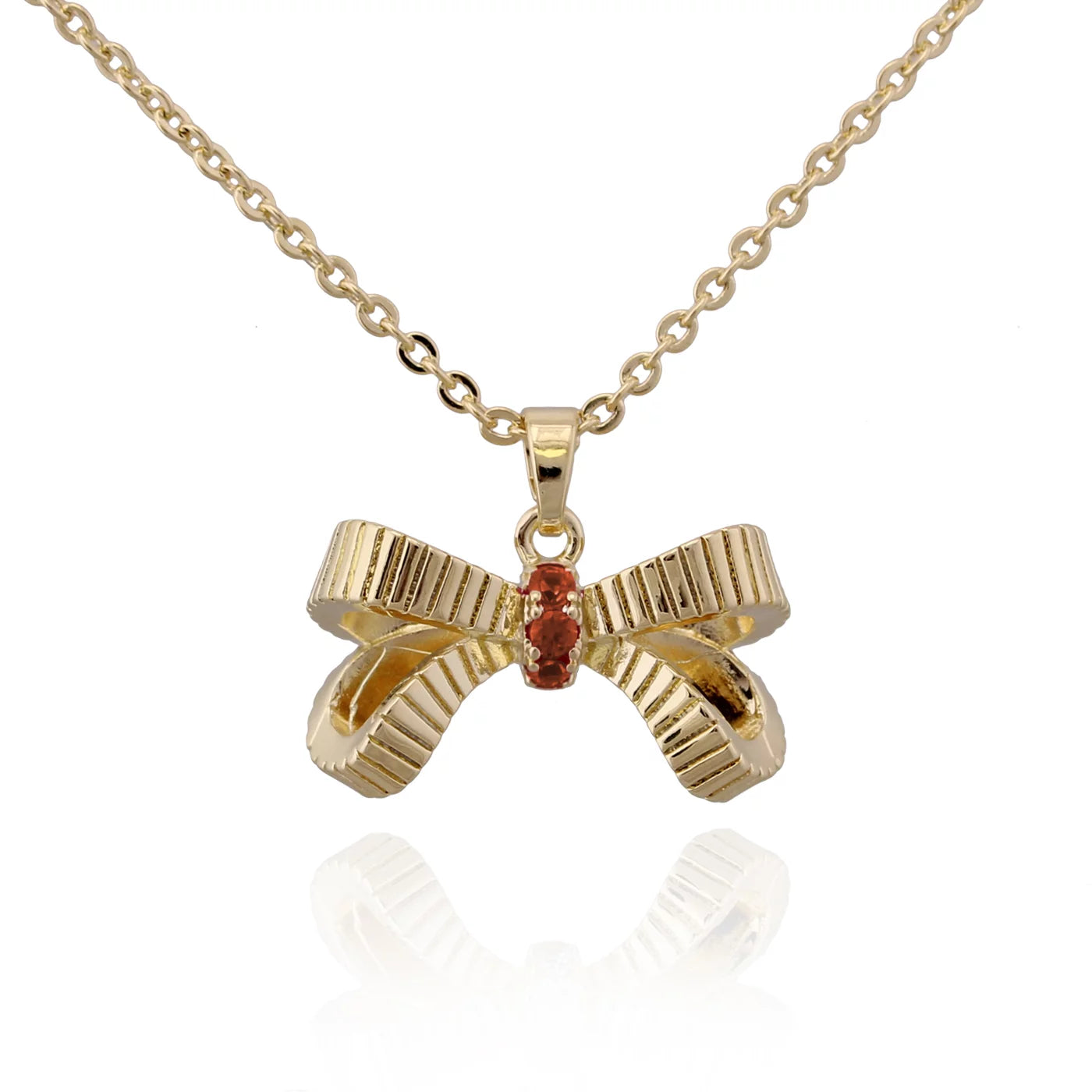 Ribbed Ribbon Bow Pendant - HK Jewels