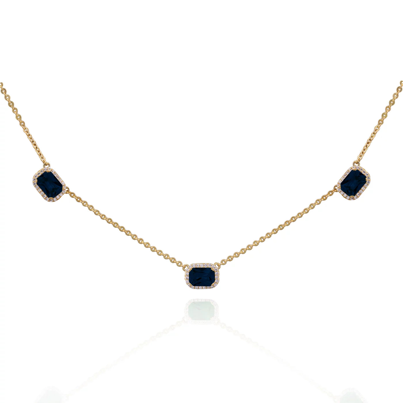 Solitaire Cut-in Rectangles Necklace - HK Jewels