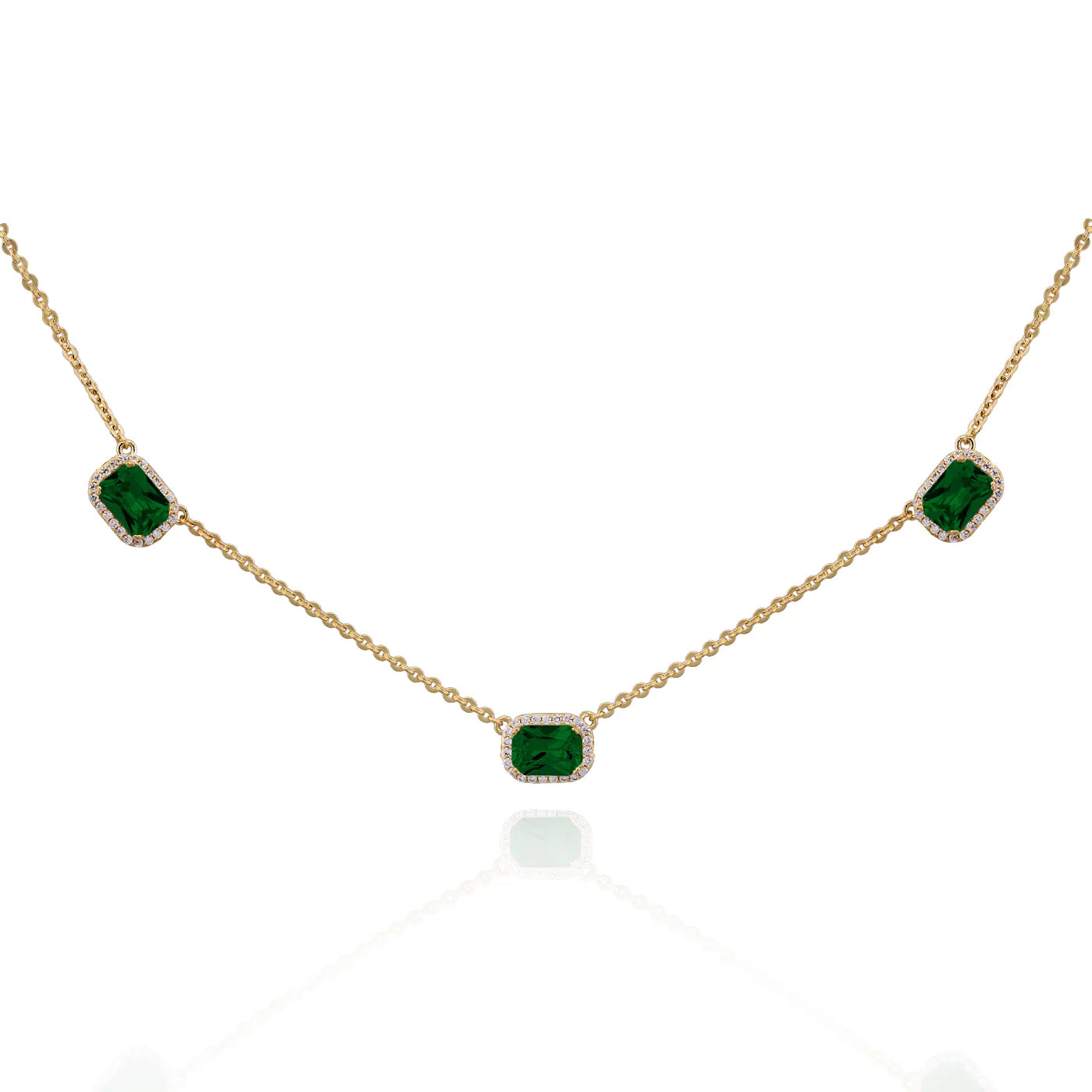 Solitaire Cut-in Rectangles Necklace - HK Jewels