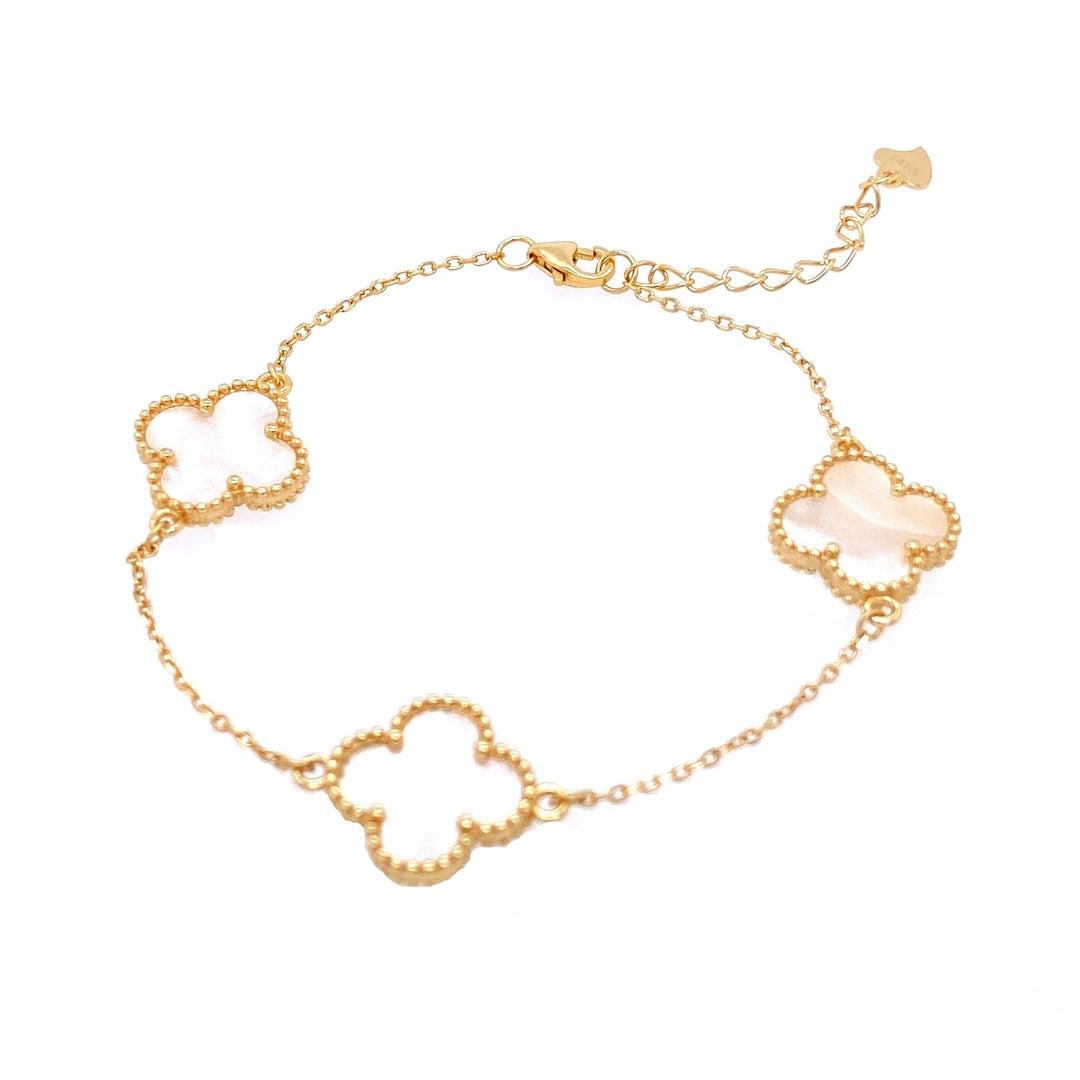 Sterling Silver Children's Small Three Clover Bracelet - HK Jewels