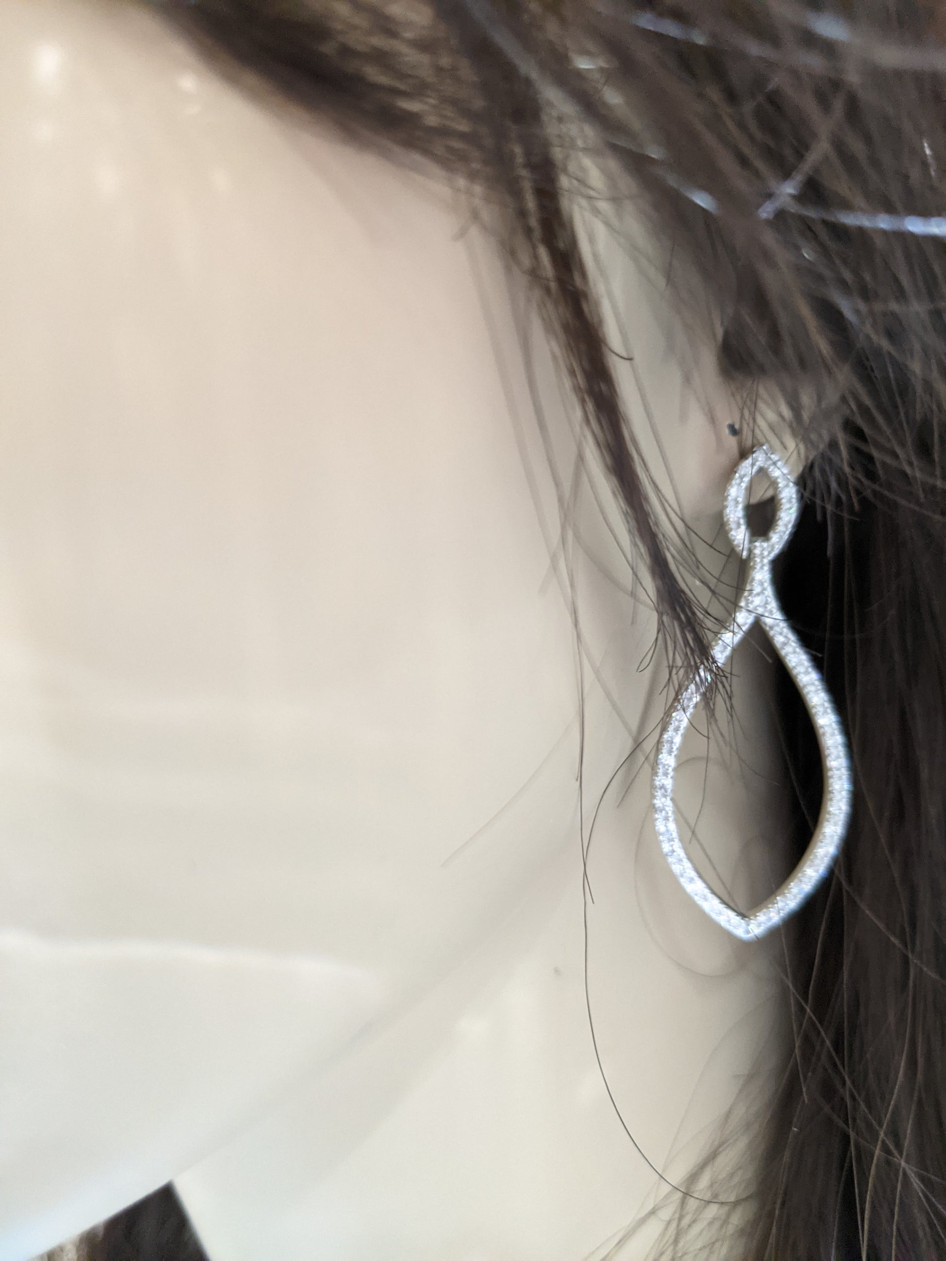 Sterling Silver CZ  Large Teardrop  Earring - HK Jewels