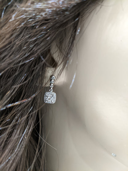 10k Off The Ear Square Diamond Earring - HK Jewels