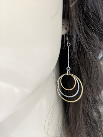 Sterling Silver Tricolor Circles Earring - HK Jewels