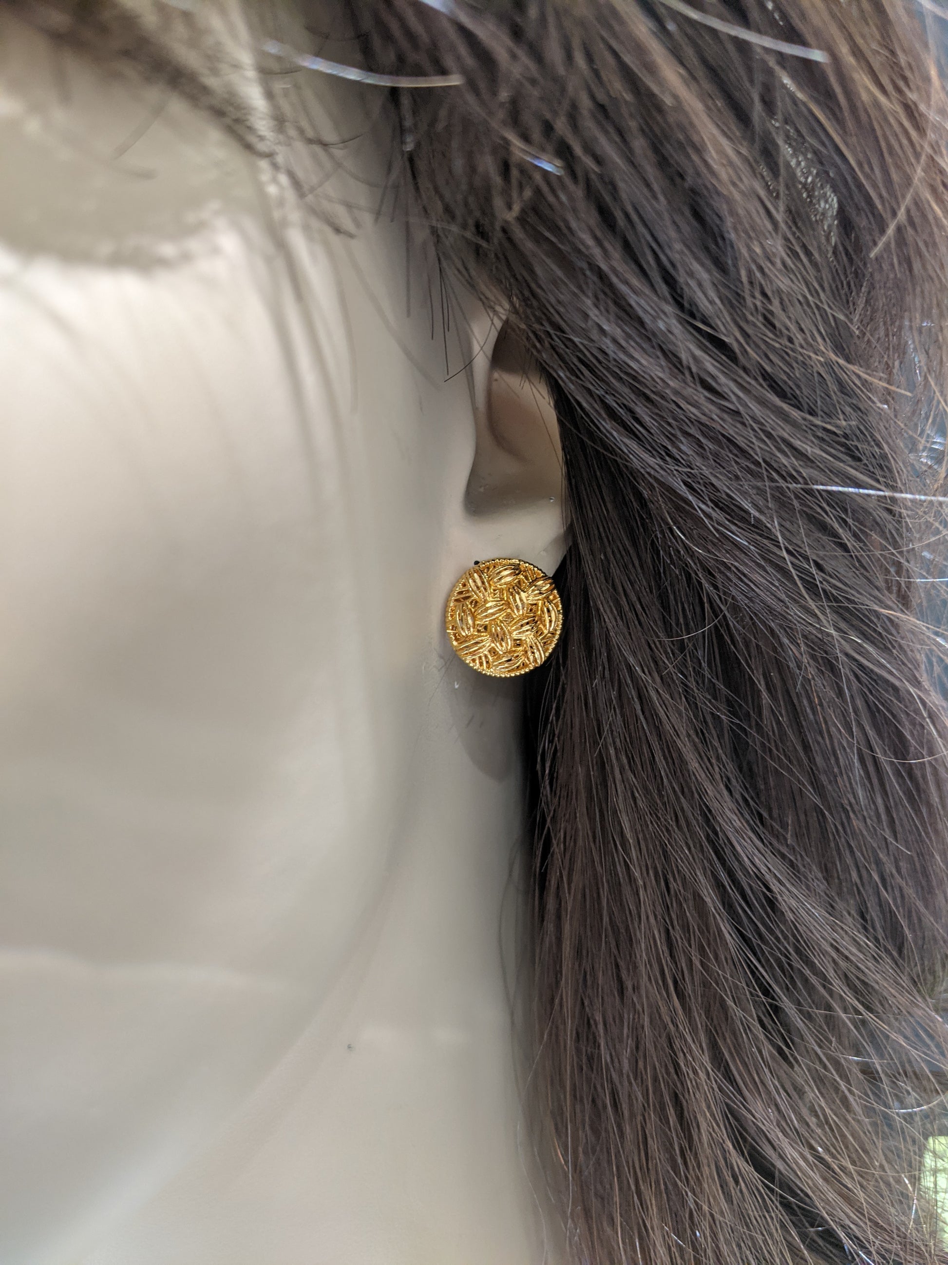 14K Gold Round Weaved Stud Earring - HK Jewels