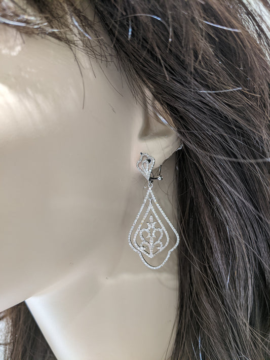 14K Gold And Diamond Hanging Earring - HK Jewels