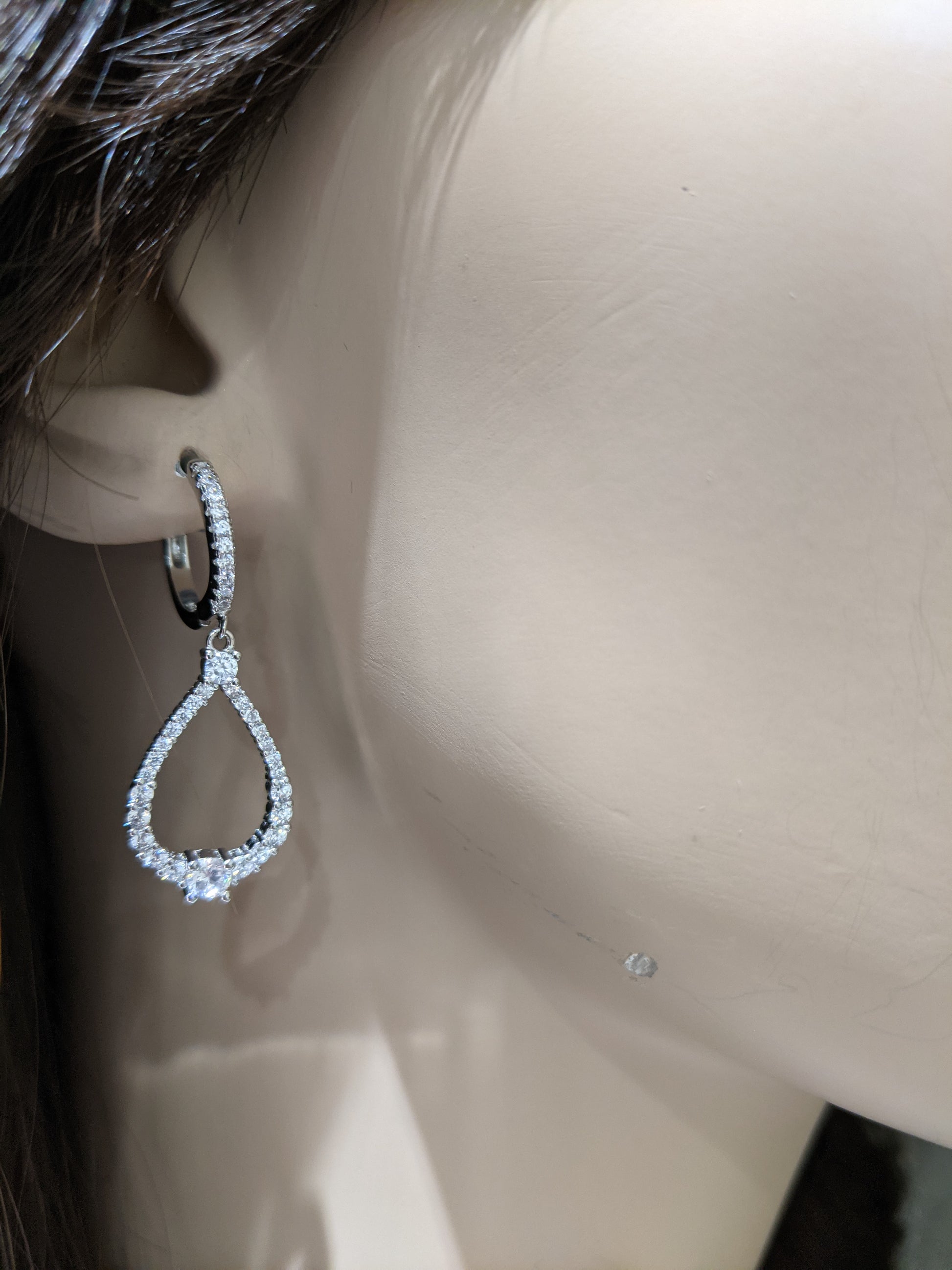 Sterling Silver Teardrop CZ Earring - HK Jewels