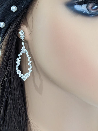 Sterling Silver Sprinkled CZ Teardrop Earring - HK Jewels