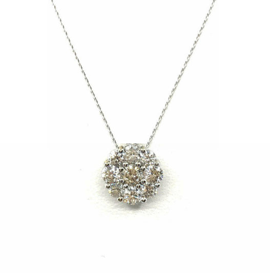 14K White Gold Circle Diamond Pendant - HK Jewels