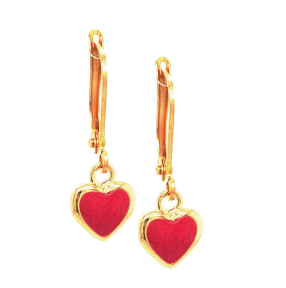 Tiny Framed Red Heart Earring - HK Jewels
