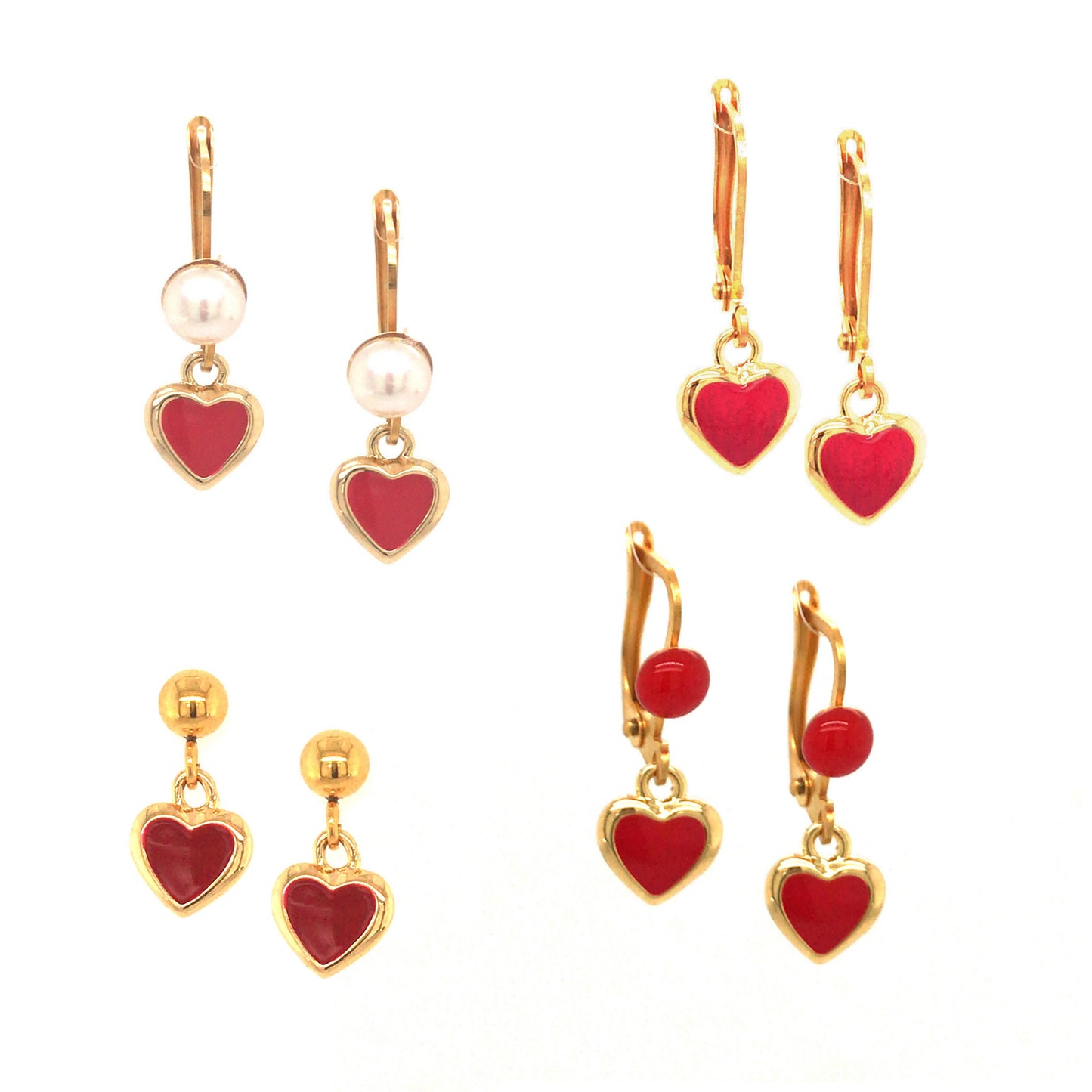 Tiny Framed Red Heart Earring - HK Jewels