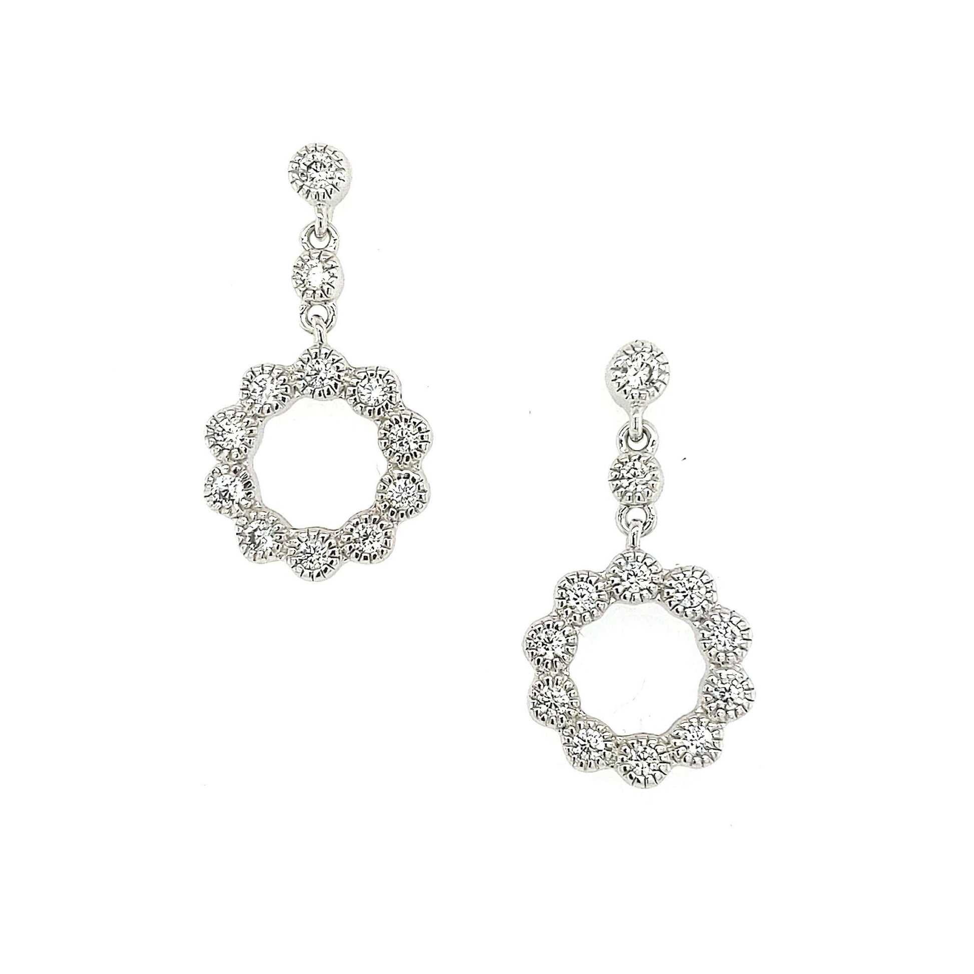 Sterling Silver CZ  Small Flower Shaped Earring - HK Jewels