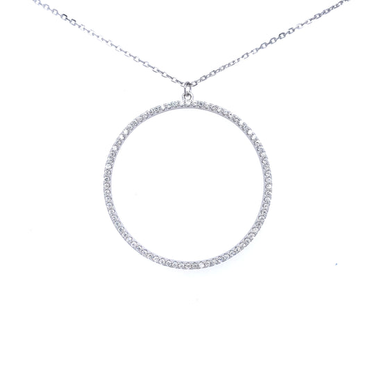 Sterling Silver Round CZ Pendant - HK Jewels