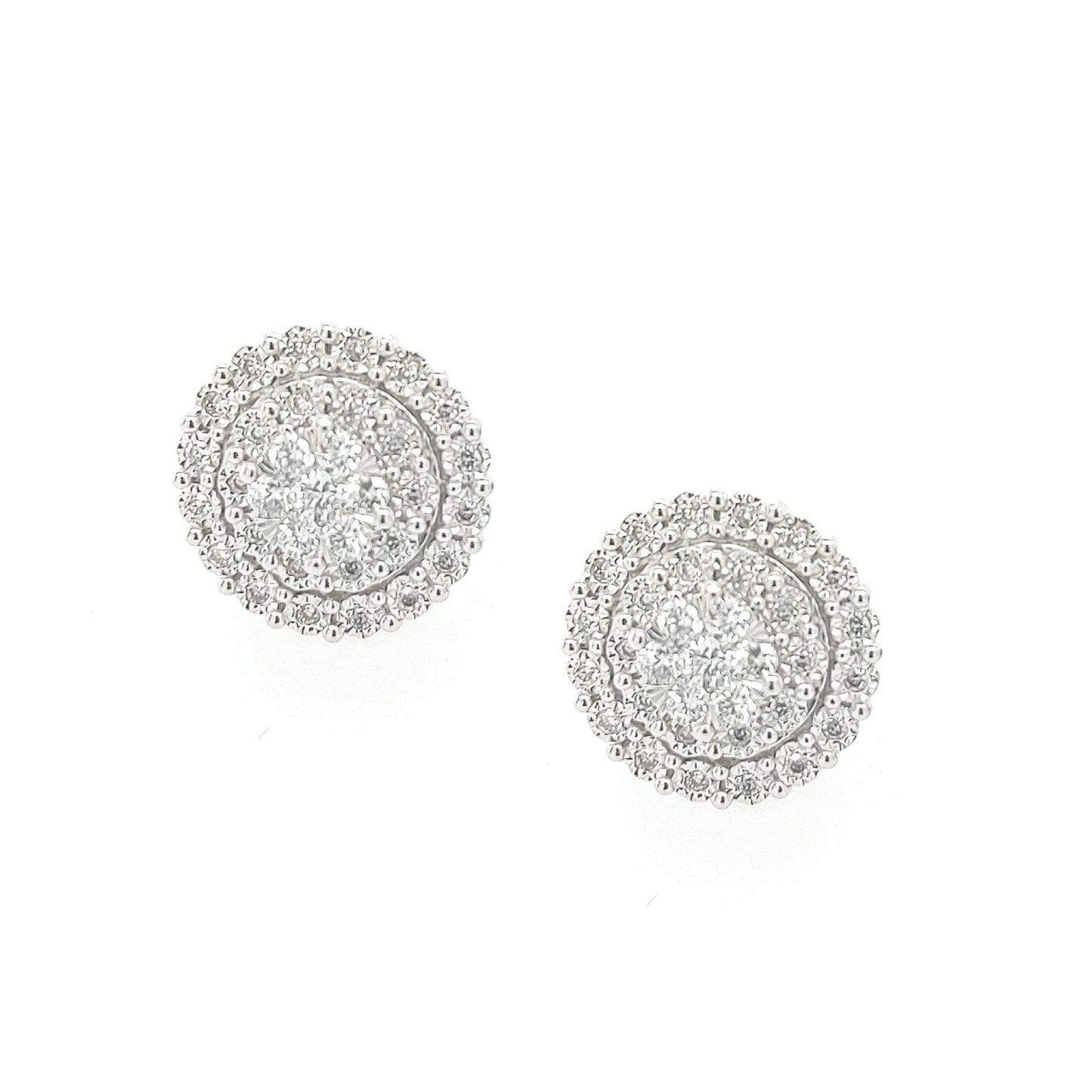 14K Gold And Diamond Round Stud Earrings - HK Jewels
