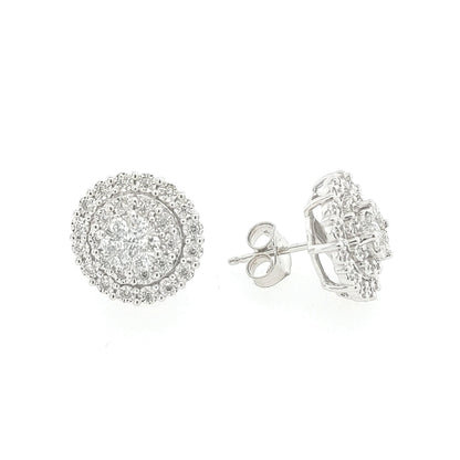 14K Gold And Diamond Round Stud Earrings - HK Jewels