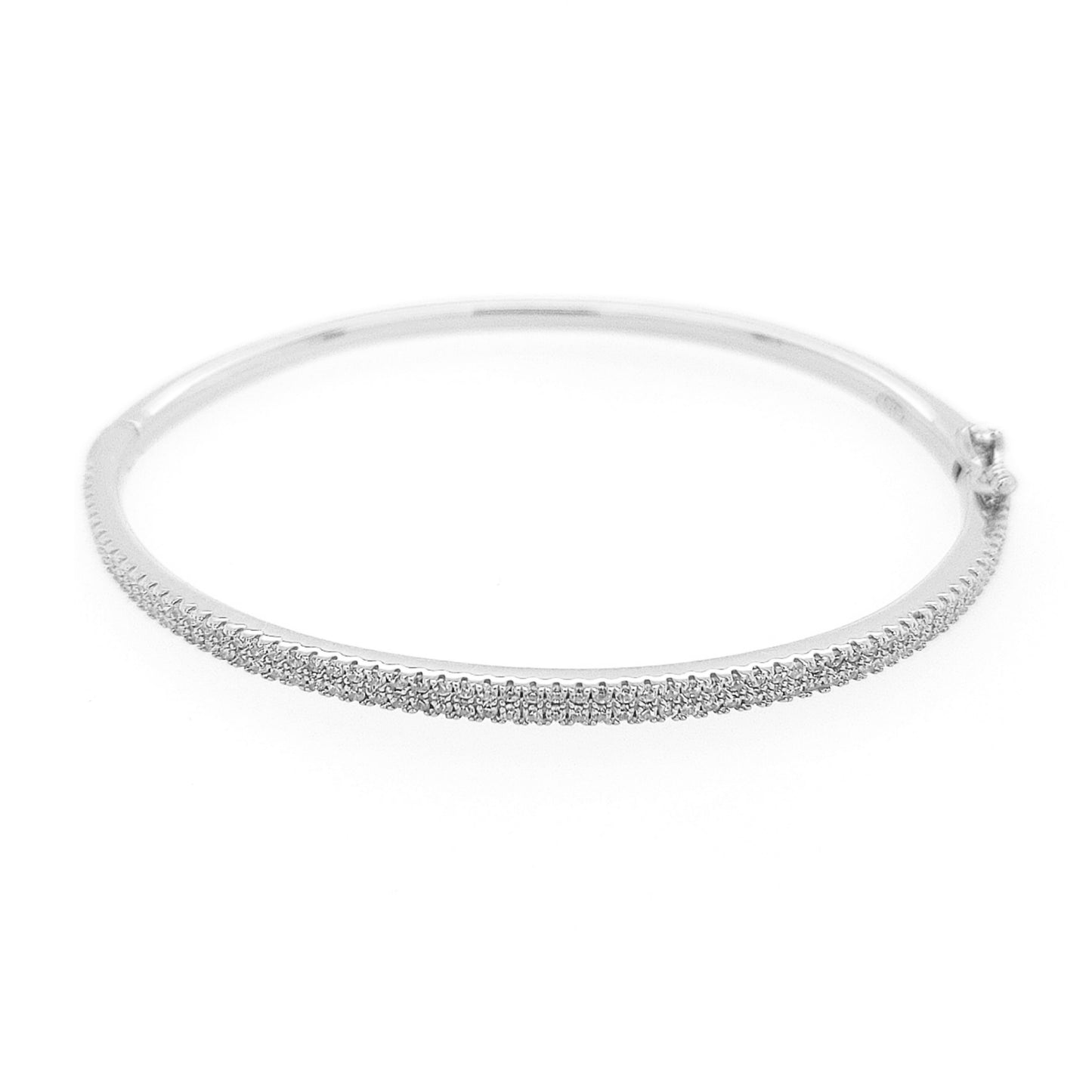 Sterling Silver Two Row CZ Bangle - HK Jewels