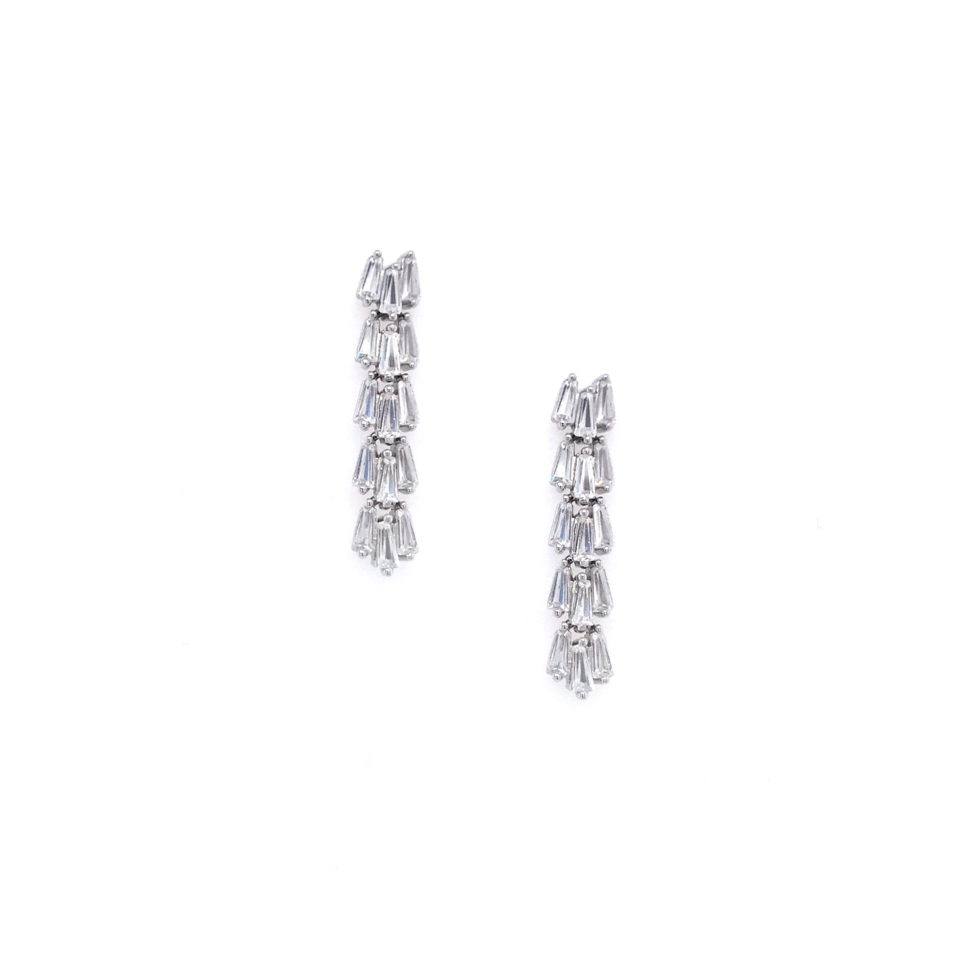 Sterling Silver Baguette Earrings - HK Jewels