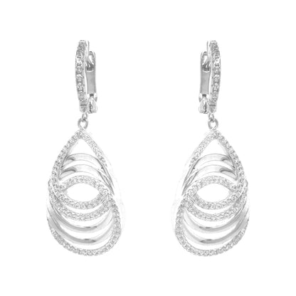 Sterling Silver CZ Overlapping Teardrops and Circles Earrings - HK Jewels