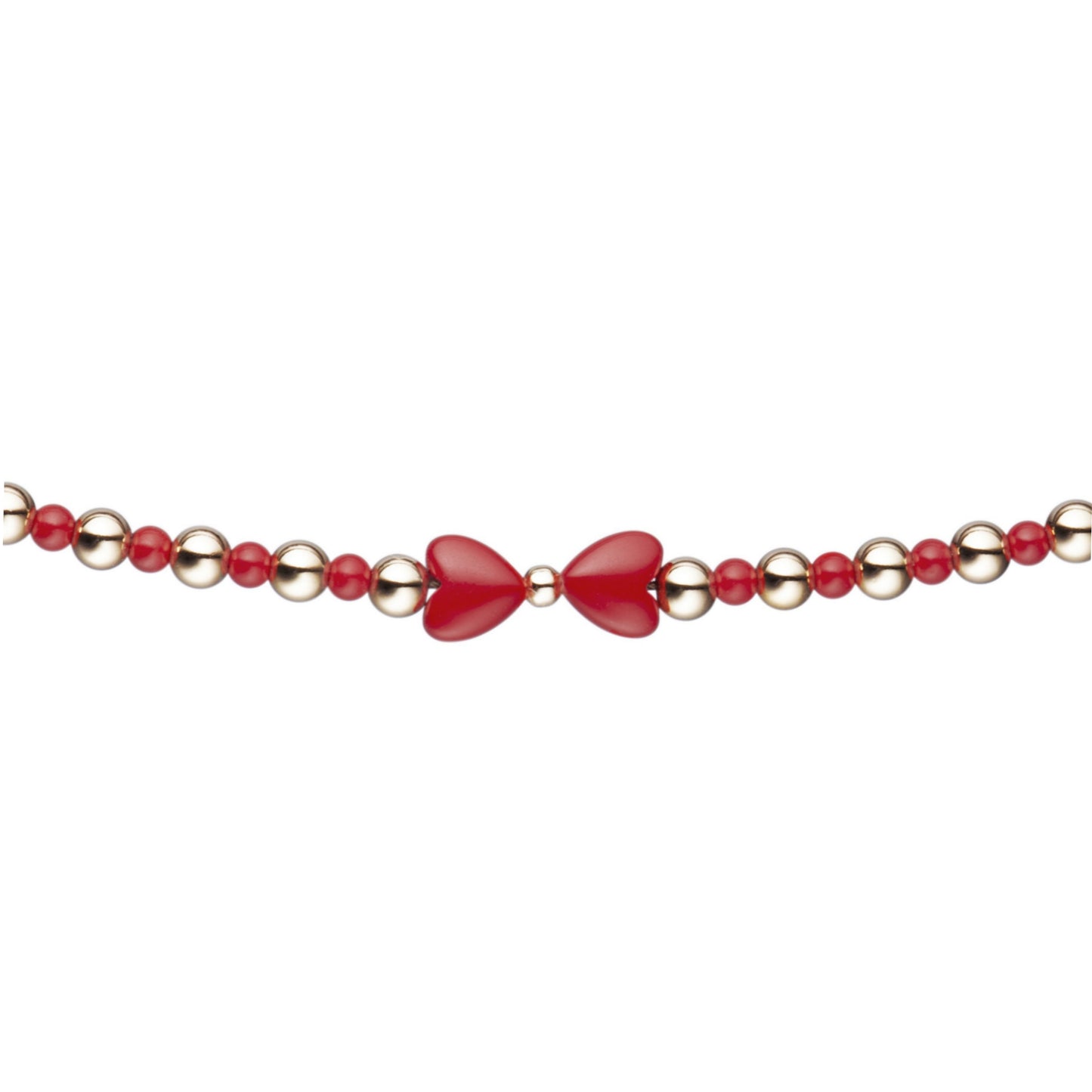 Gold Filled Red and Gold Beads With Red Bow in Center Children's Bracelet - HK Jewels