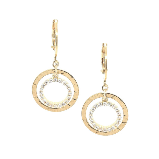 Surgical Steel Thin Hammered Circle Earring With Hanging Charm - HK Jewels