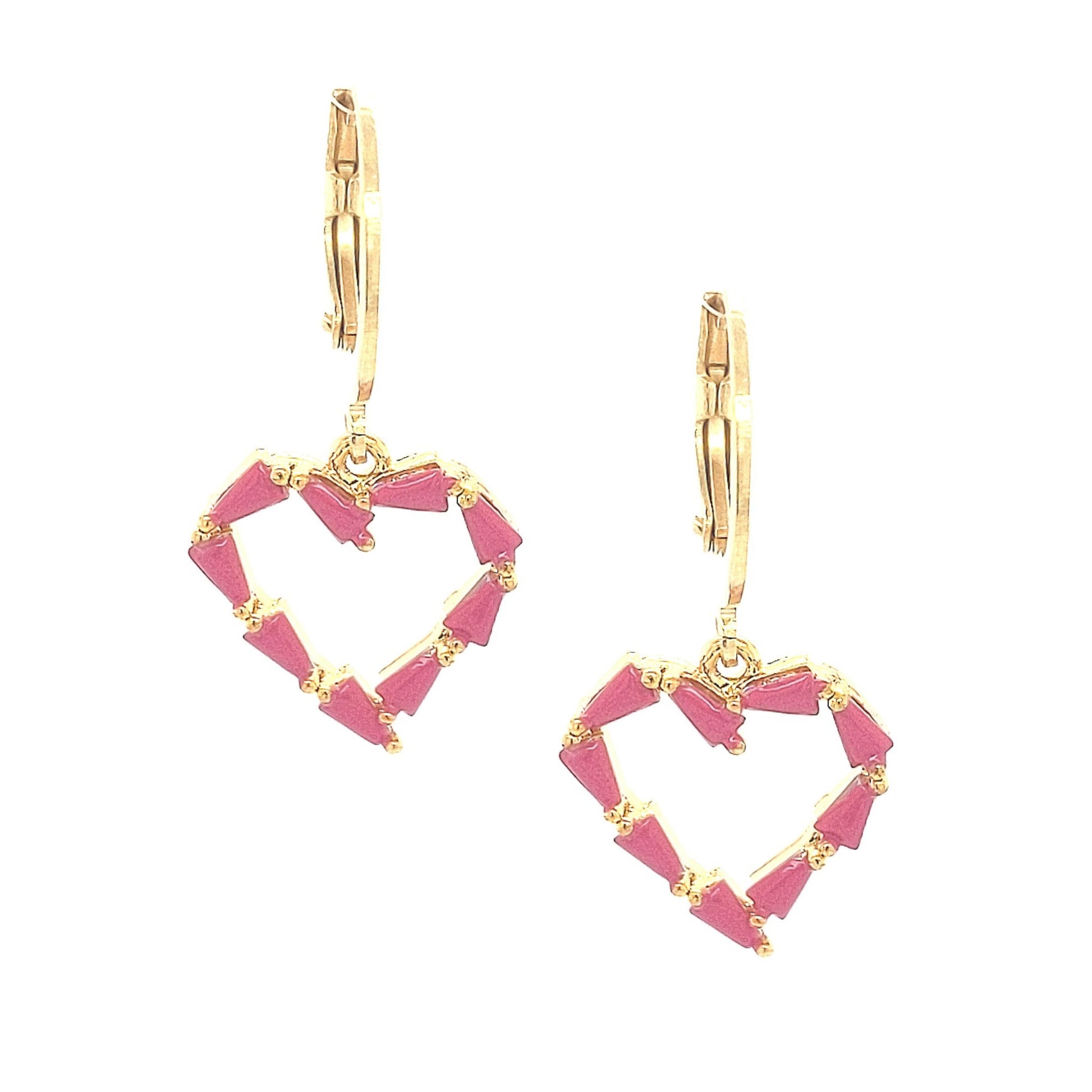 Surgical Steel Enamel Hollow Heart Earring - HK Jewels