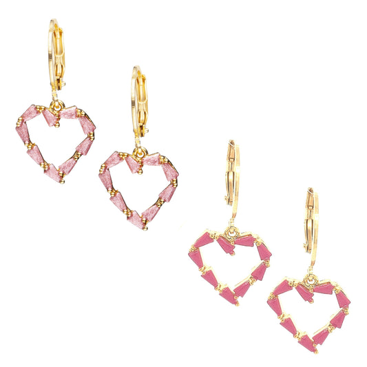 Surgical Steel Enamel Hollow Heart Earring - HK Jewels