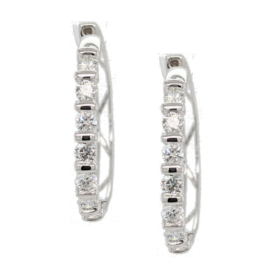 14k Round Diamond Hoops - HK Jewels