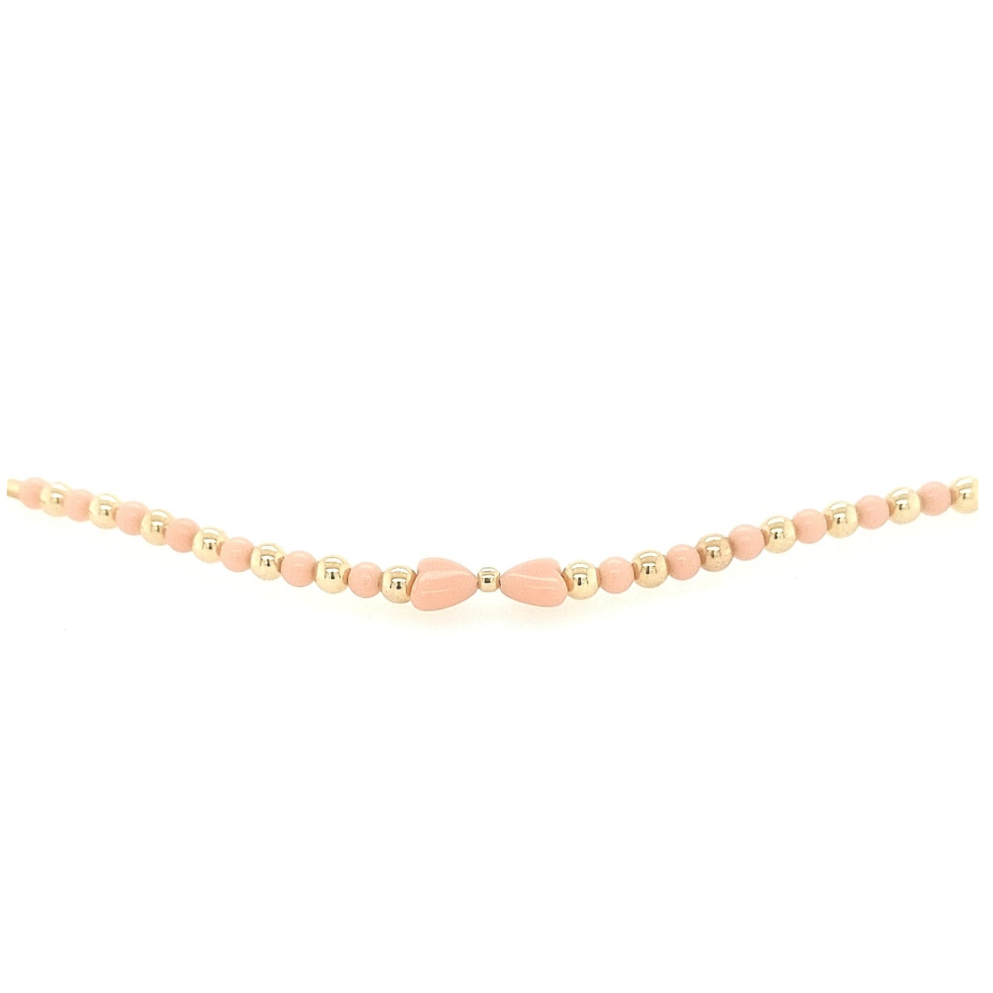 Alternating Gold Filled and Pink Beads With Two Red Hearts in the Center Children's Bracelet - HK Jewels