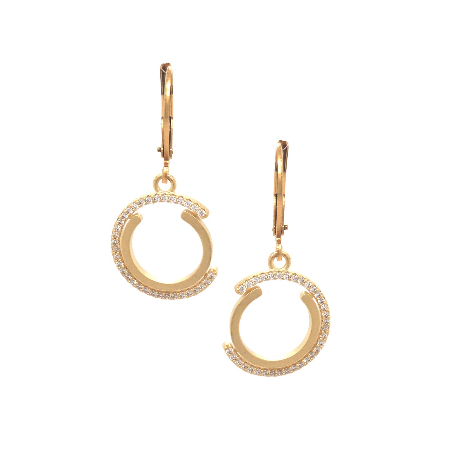 Matte Gold Concentric Circle Earring (Clear) - HK Jewels