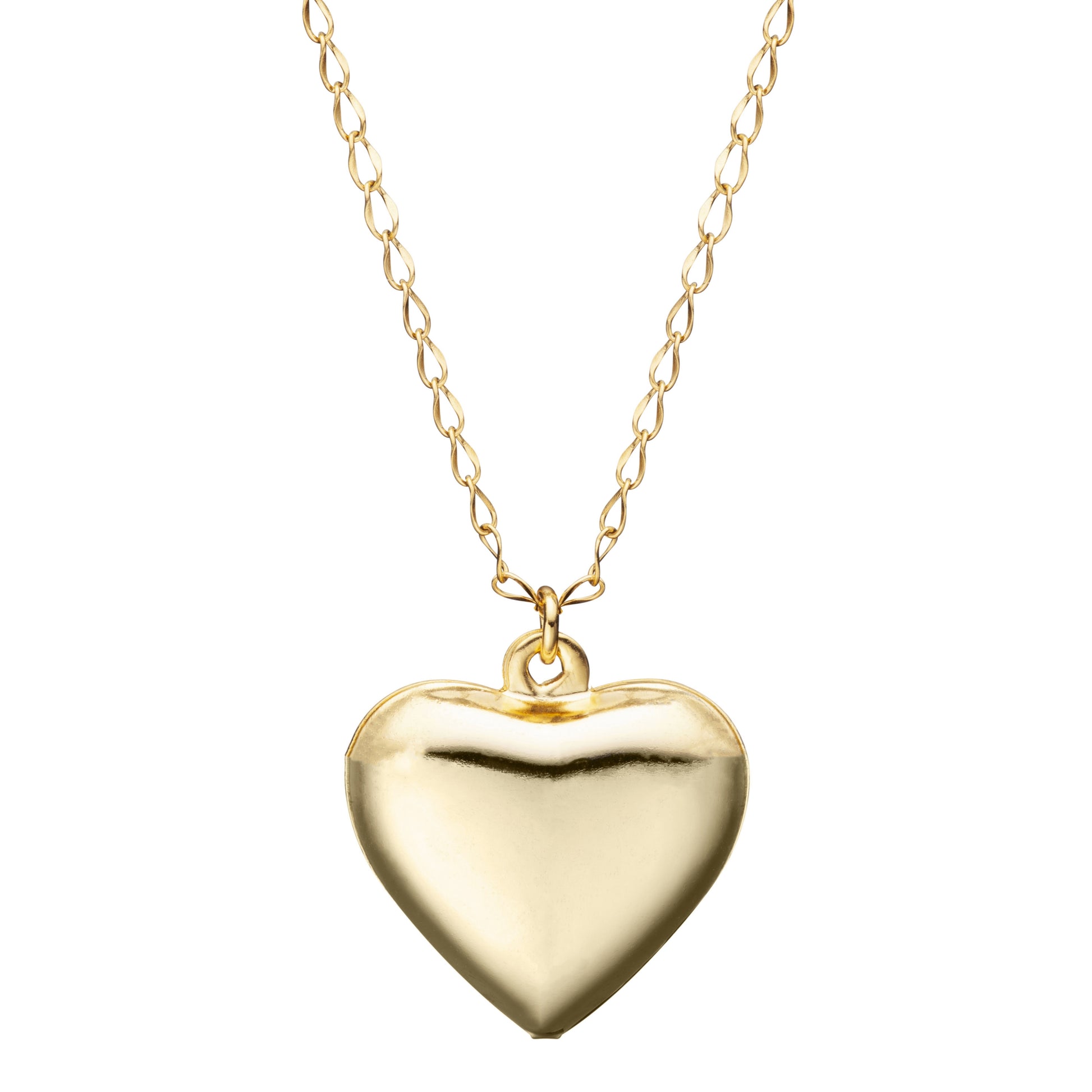 Gold Plated Shiny Puffy Heart Necklace - HK Jewels
