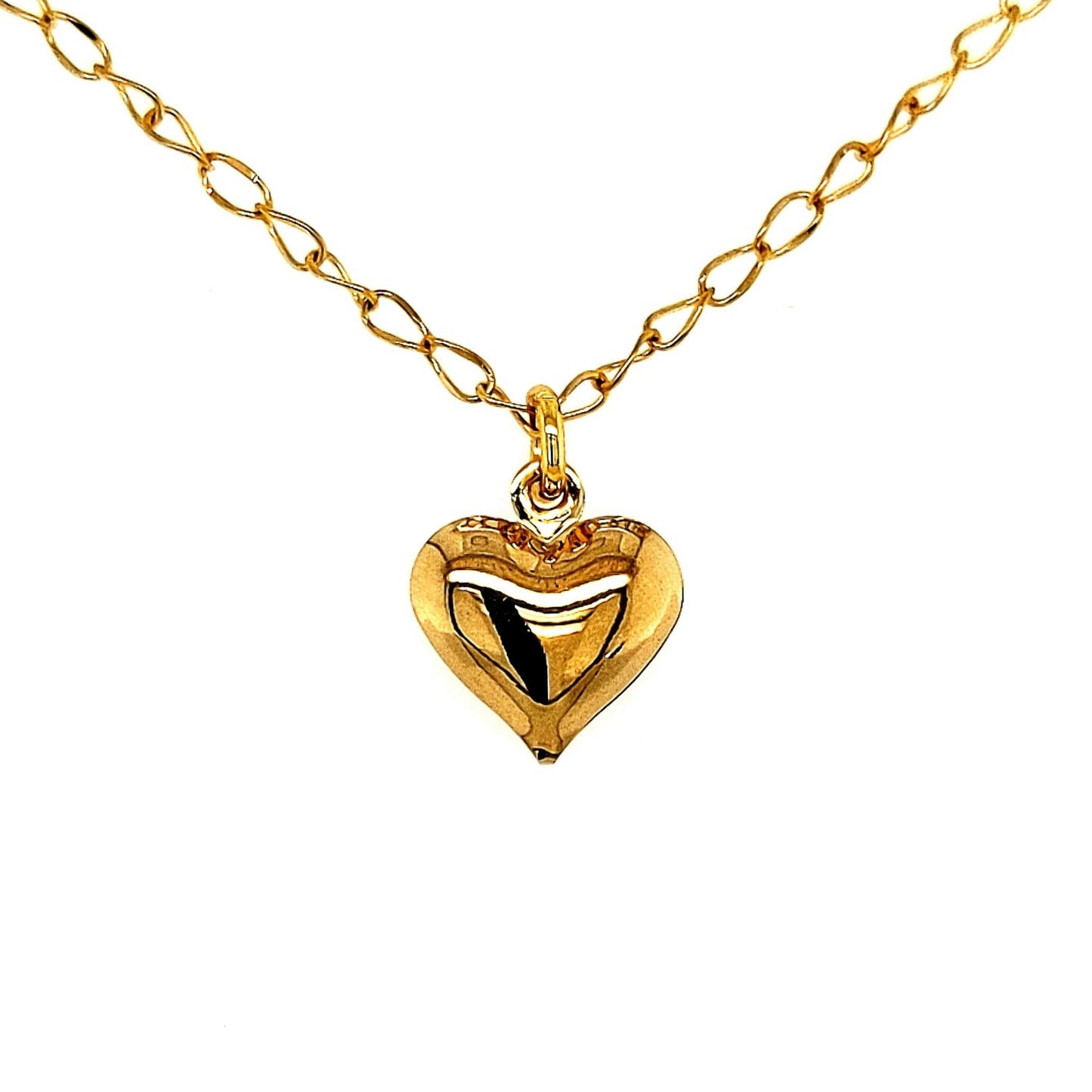 Gold Plated Small Puffy Heart Necklace - HK Jewels