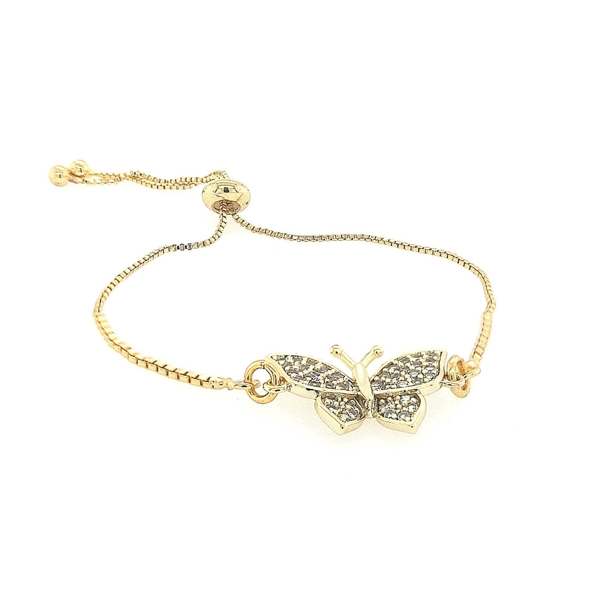 Linked Small CZ Butterfly Bolo Bracelet - HK Jewels