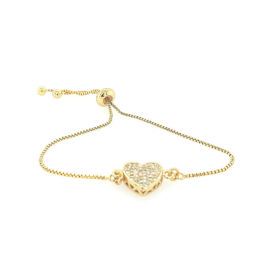 Linked Small CZ Heart Bolo Bracelet - HK Jewels