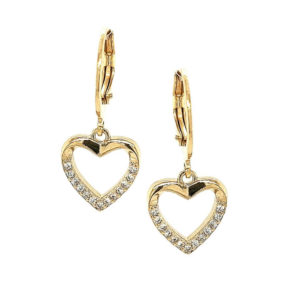 Surgical Steel Medium Open Heart And CZ Earring - HK Jewels