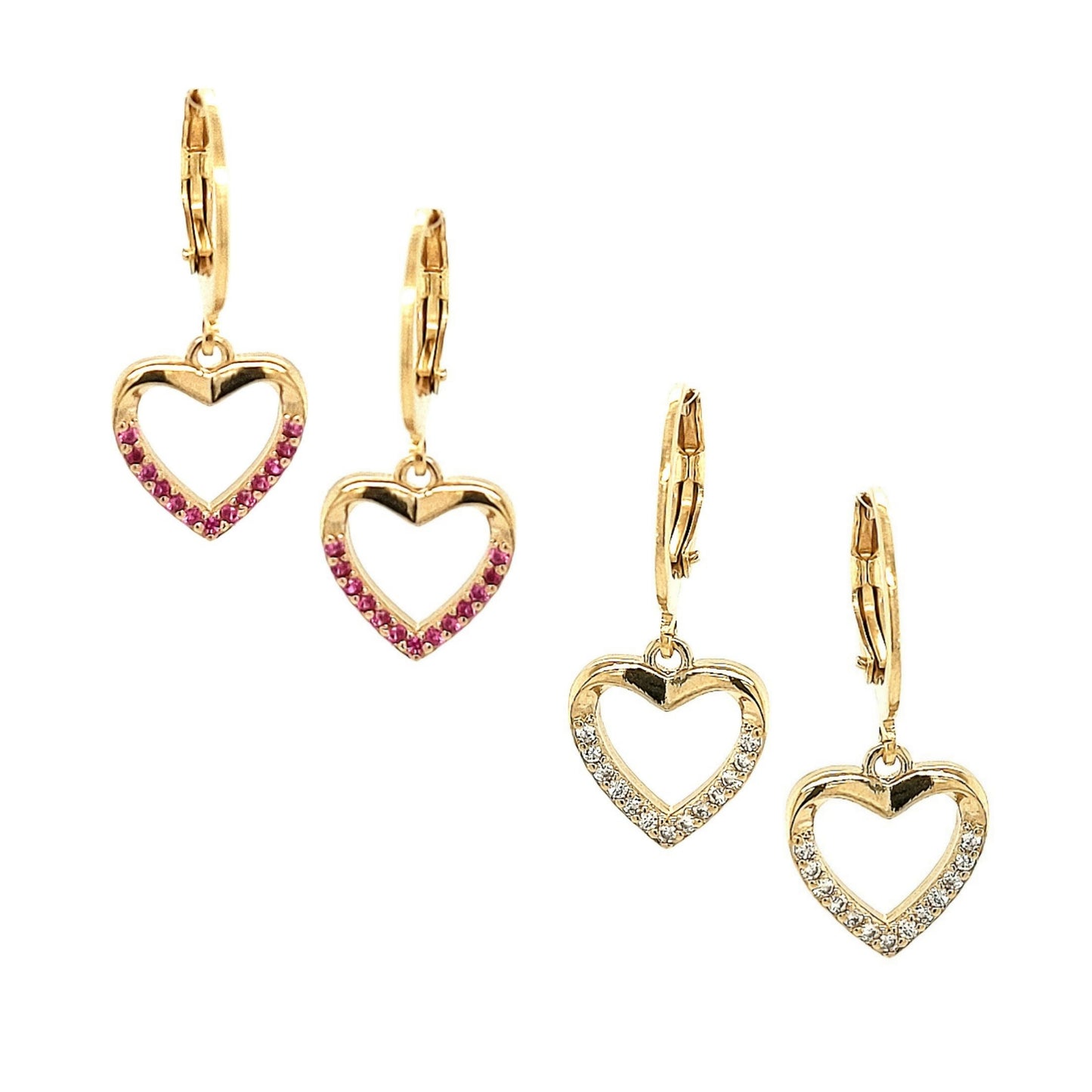 Surgical Steel Medium Open Heart And CZ Earring - HK Jewels