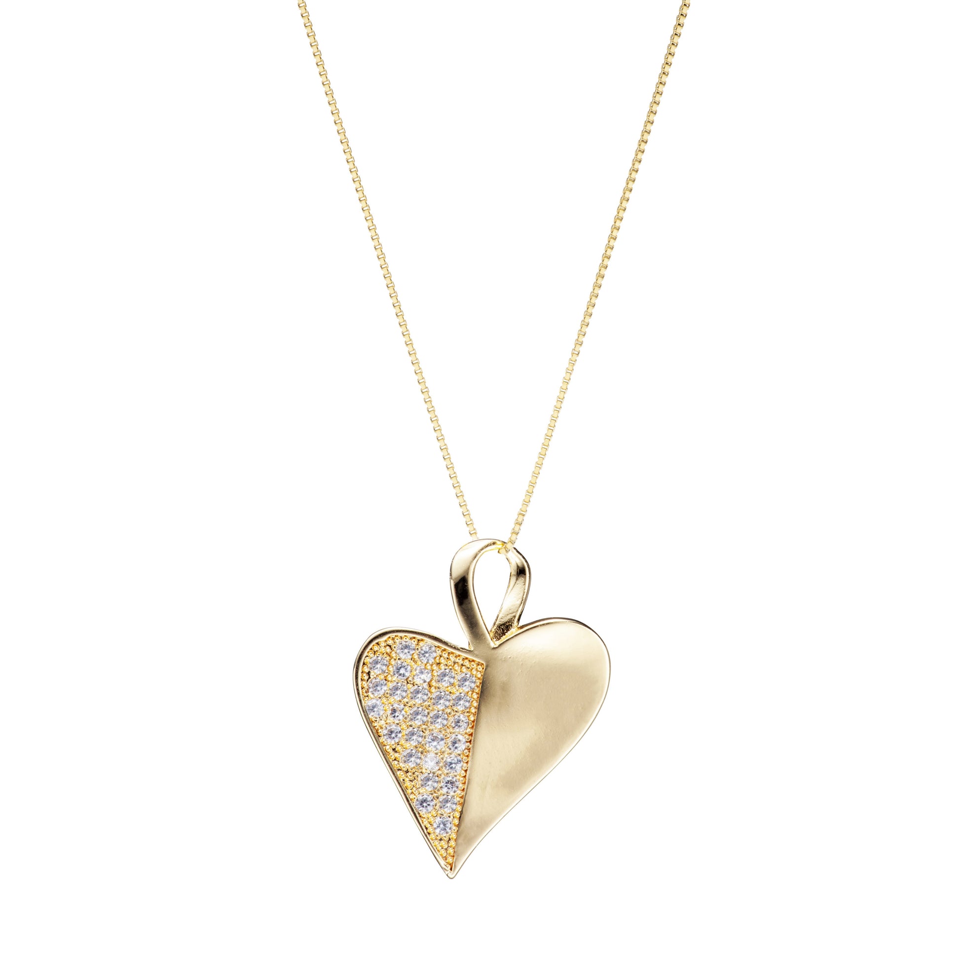 Gold Plated CZ  Heart Necklace - HK Jewels