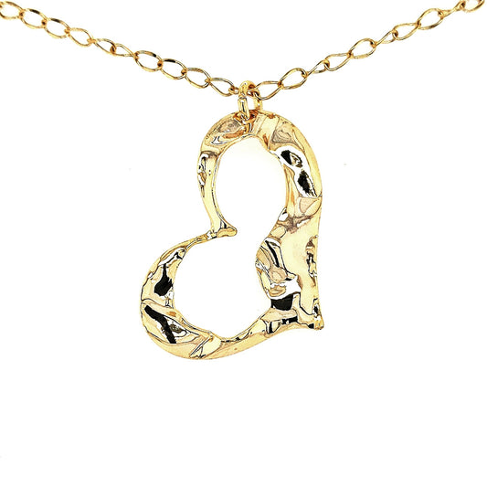 Gold Plated Hammered Heart Necklace - HK Jewels