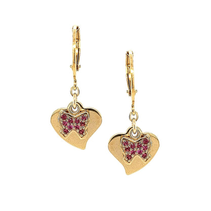 Surgical Steel Flat Small Heart With CZ Bow Earring - HK Jewels