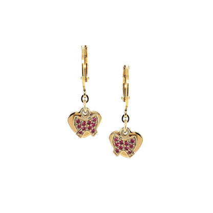 Surgical Steel Flat Small Heart With CZ Bow Earring - HK Jewels