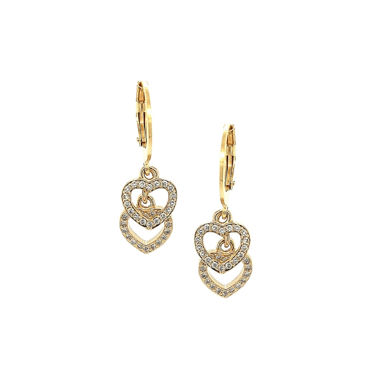 Surgical Steel Double Open Small Double CZ Heart Earring - HK Jewels