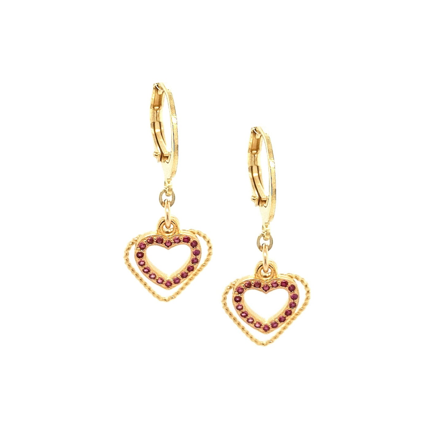 Surgical Steel Framed Heart With Small  CZ Open Heart Earring - HK Jewels