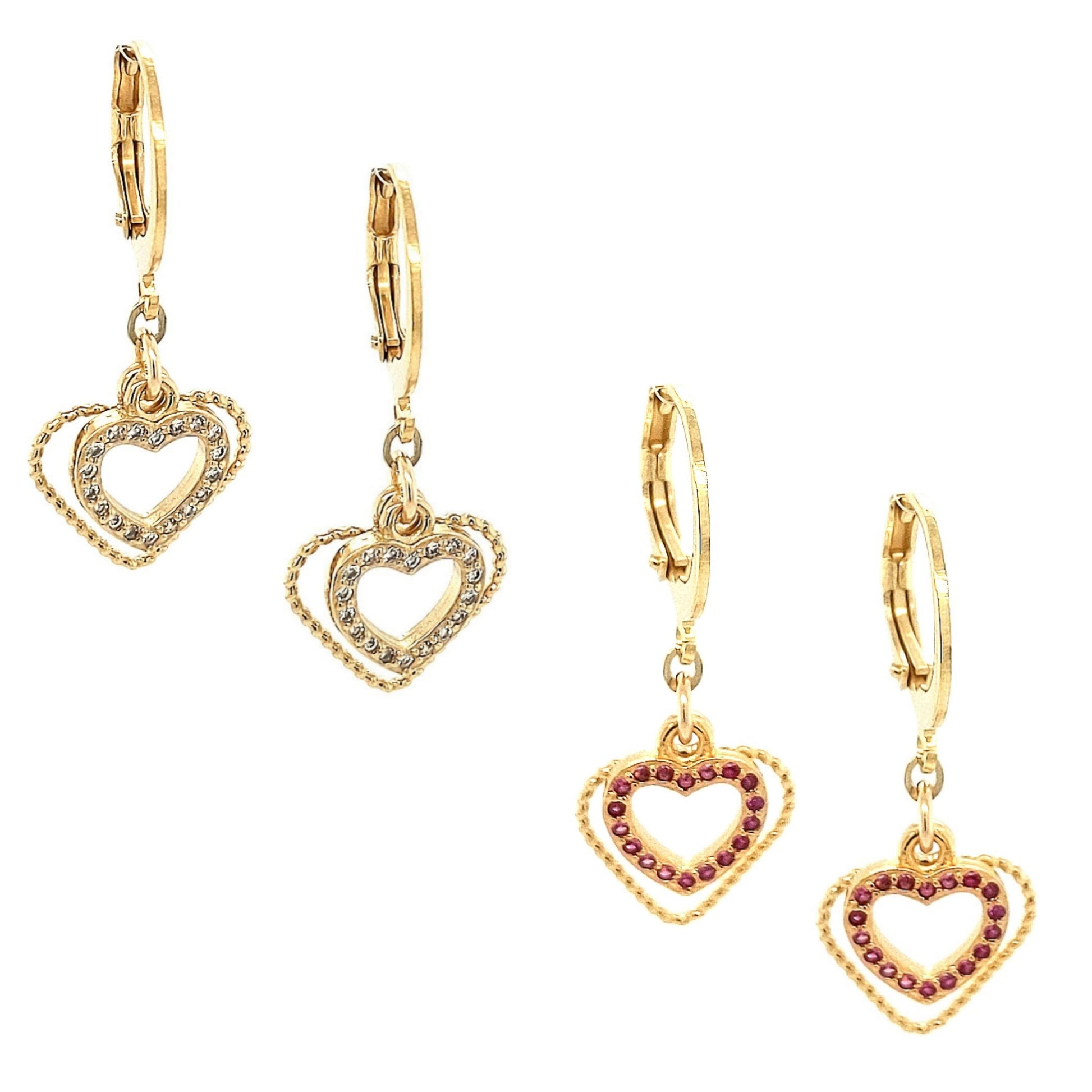 Surgical Steel Framed Heart With Small  CZ Open Heart Earring - HK Jewels