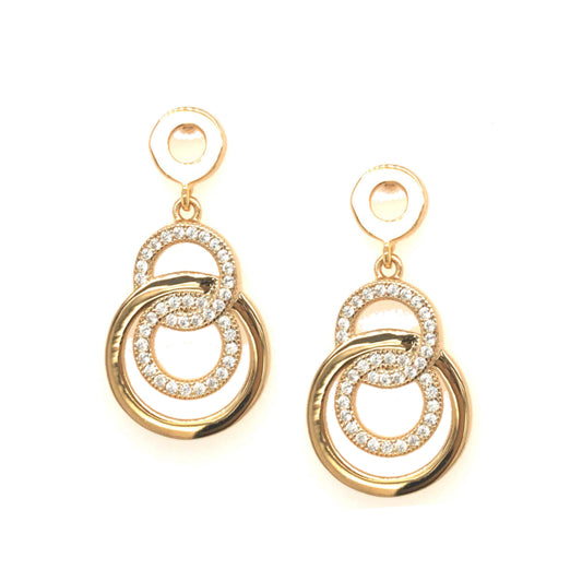 Sterling Silver Gold Plated Circles Earring - HK Jewels