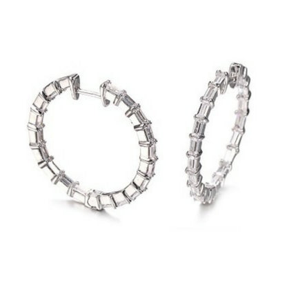 Sterling Silver 1 1/2 Inch Baguette Hoop Earring - HK Jewels