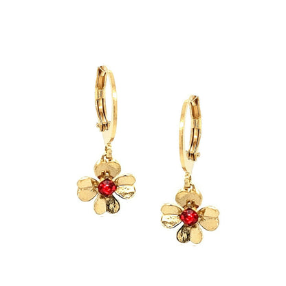 Surgical Steel Flower With Center CZ Earrings - HK Jewels