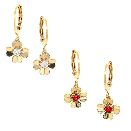 Surgical Steel Flower With Center CZ Earrings - HK Jewels