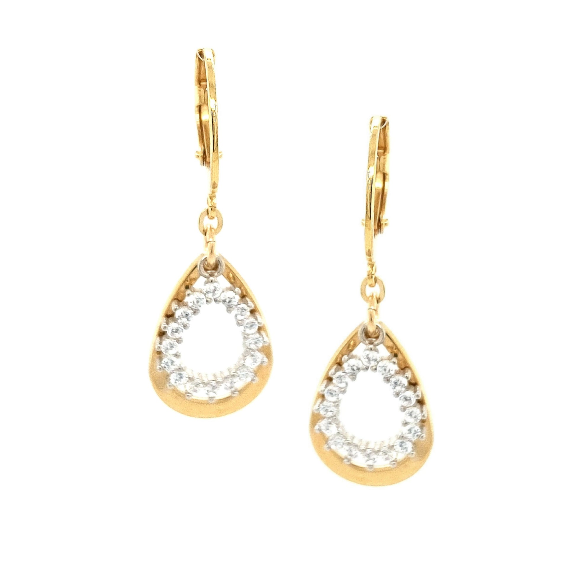 Surgical Steel Open Teardrop With CZ Open Teardrop Earrings - HK Jewels